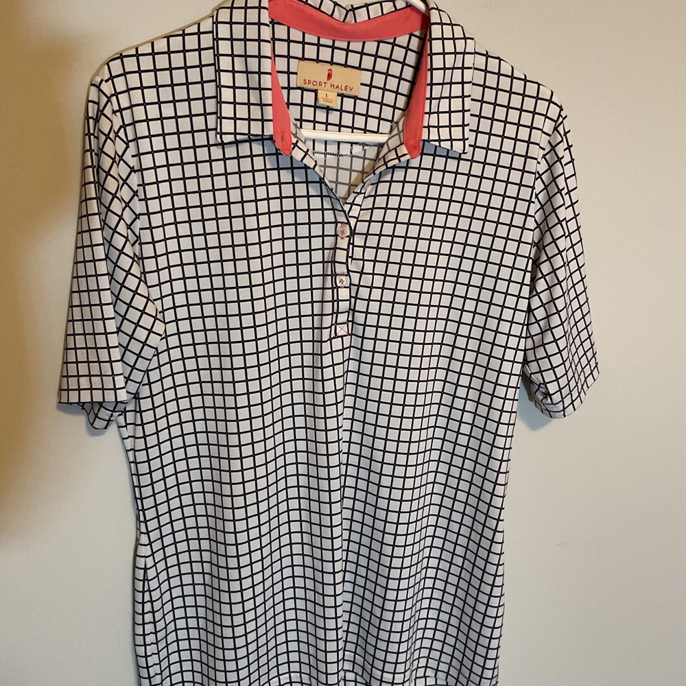 Sport Haley Checkered Polo with Red Collar